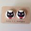 Black cat fabric covered button earrings 1 pair