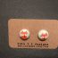 fox fabric covered button earrings studs-pair