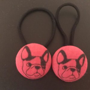 French bulldog hair ties, bulldog elastic hair ties-pair