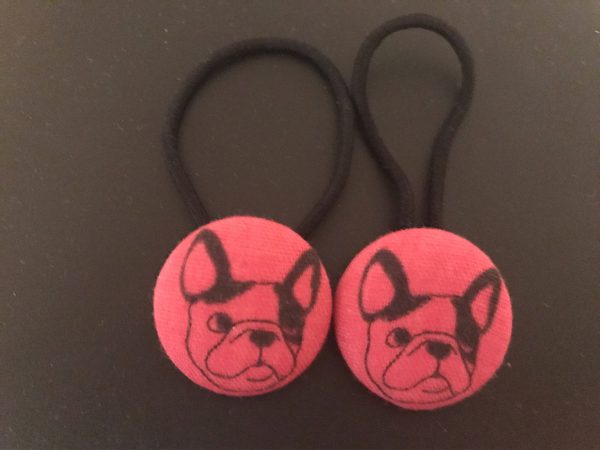 French bulldog hair ties, bulldog elastic hair ties-pair