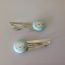 Kitty cat hair clip, cat barrette, cat fabric covered button hair clip pair