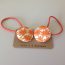 orange flower hair ties, flower fabric covered button hair tie pair