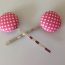 Pink polka dot Bobby pin, Polka dot fabric covered button bobby pin pair