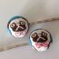 Pug, Bobby pins, Pug fabric covered button bobby pin pair