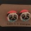 Pug earrings, Pug fabric, Pug fabric covered button earrings pair