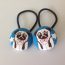 Pug fabric covered button hair tie pair