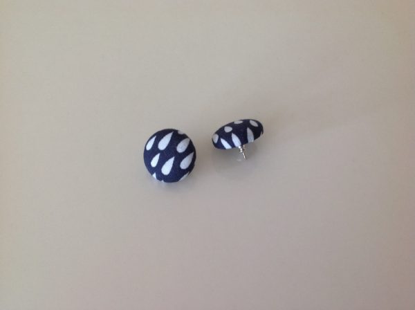 Rain drop fabric covered button earrings