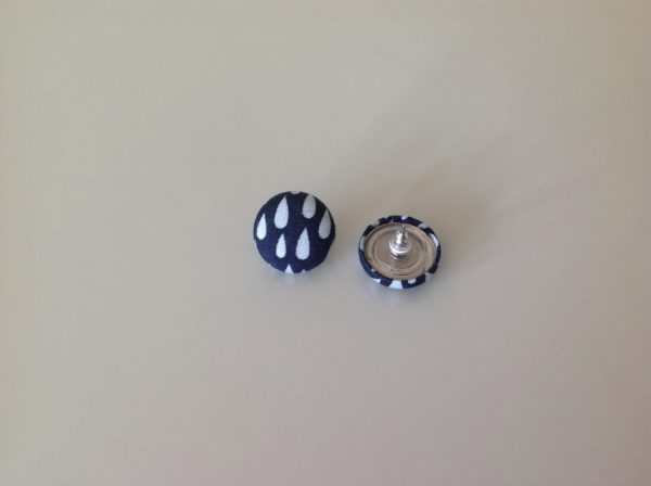 Rain drop fabric covered button earrings