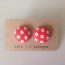 Retro flower fabric covered button earrings pair, flower fabric stud earrings