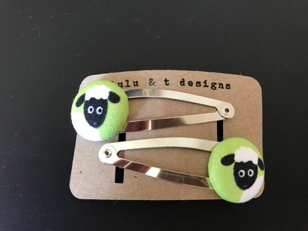 Sheep button snap hair clips, sheep barrettes