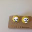 Skull fabric covered button earrings