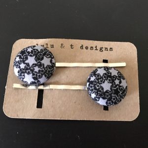 Star fabric covered button bobby pin pair, Star hair pin, star hair accessory