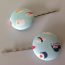 Sushi, sushi bobby pin, Sushi  fabric covered button bobby pin pair