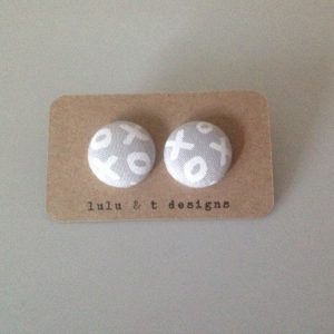 XOXO fabric covered button earrings