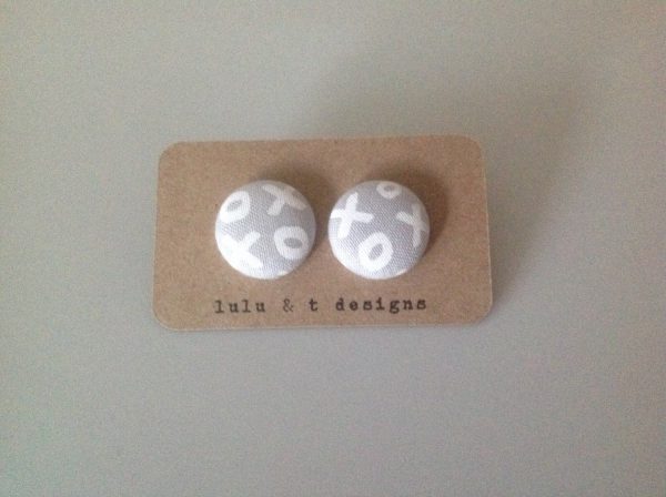 XOXO fabric covered button earrings